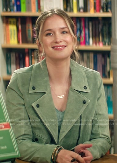 Beck’s green suede moto jacket on You