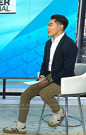 Brian Cheung's white striped sneakers on Today