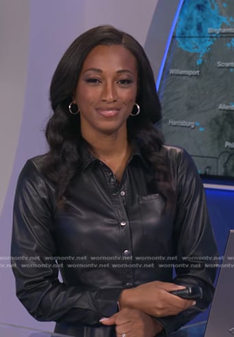 Brittany's black leather shirtdress on Good Morning America