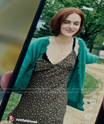 Bronte’s black floral dress and cardigan on You