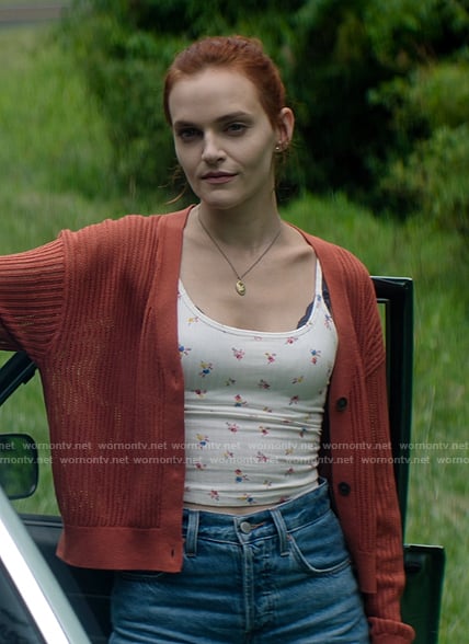 Bronte's white floral print tank on You