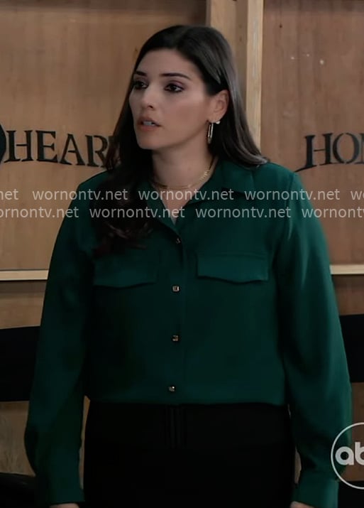 Brook Lynn's green button down shirt on General Hospital