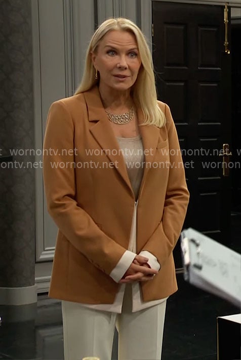 Brooke's tan blazer on The Bold and the Beautiful