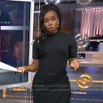 Zinhle's black ribbed button detail dress on NBC News Daily