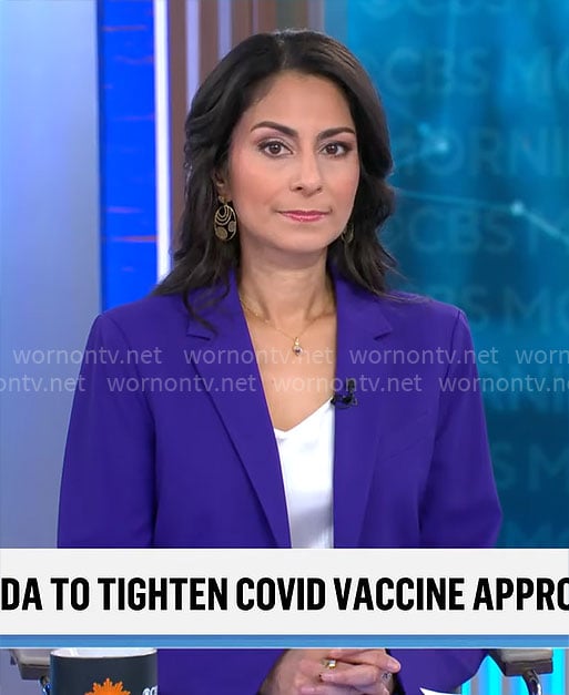 Celine Gounder's purple suit on CBS Mornings