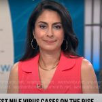Celine Gounder’s coral pink sleeveless dress on CBS Mornings