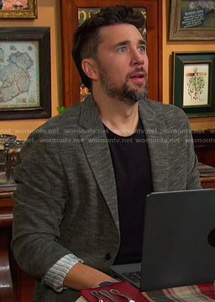 Chad's grey marled patch pocket blazer on Days of our Lives