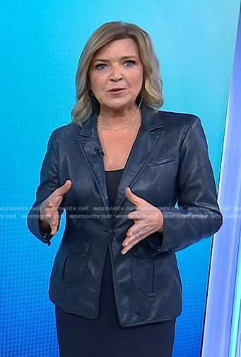 Christine Romans' navy leather blazer on Today