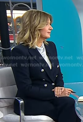 Christine Romans' navy blazer with silver buttons  on Today