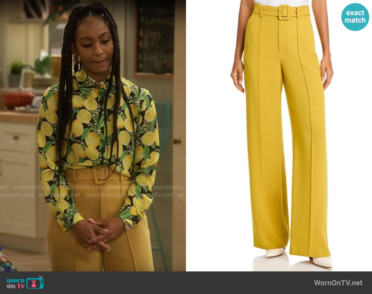Cinq a Sept Ester Belted Wide Leg Pants worn by Nina (Tetona Jackson) on Poppas House