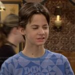Connor’s blue geometric print t-shirt on The Young and the Restless