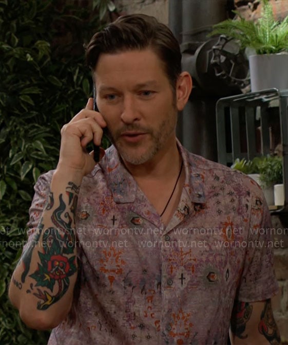 Daniel’s pink printed shirt on The Young and the Restless