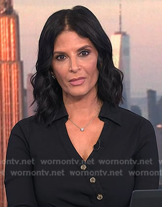 Darlene's black asymmetric button dress on Today