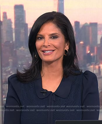 Darlene's navy tie neck knit dress on Today