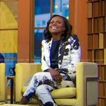 Deborah’s black and white floral suit on Good Morning America