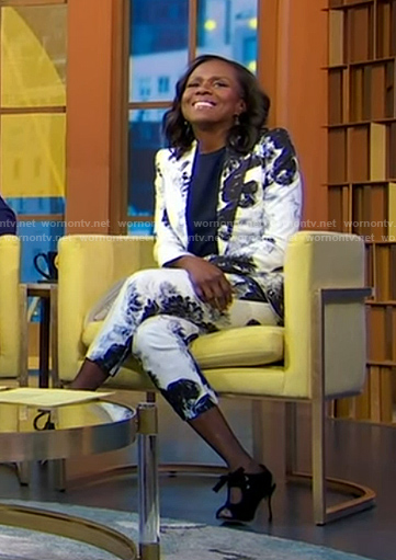 Deborah's black and white floral suit on Good Morning America
