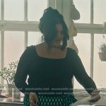 Dominique’s green geometric print skirt on You