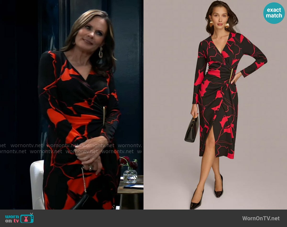Donna Karan Printed Faux-Wrap Dress worn by Lucy Coe (Lynn Herring) on General Hospital