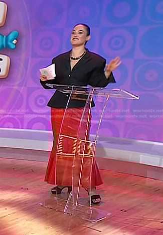 Donna's red patent leather skirt on Today