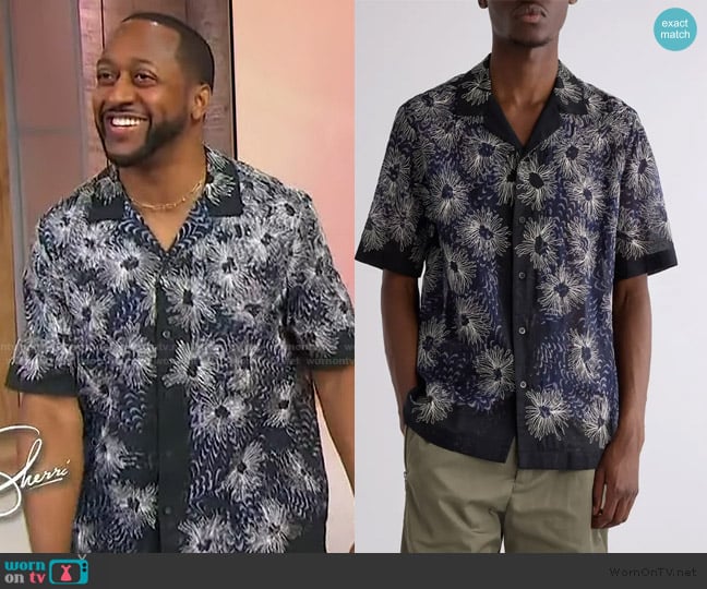 Dries Van Noten Embroidered Camp Shirt worn by Jaleel White on Sherri