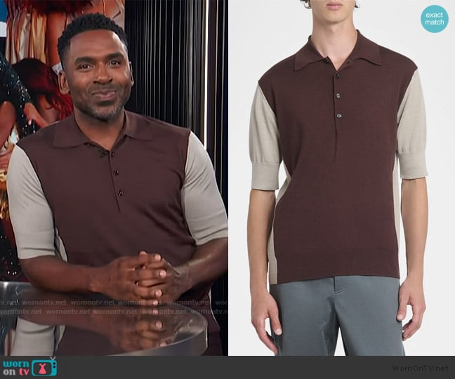 Dries van Noten Midland Colorblock Polo Shirt worn by Justin Sylvester on E! News