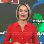 Dylan’s red ribbed collared cardigan on Today