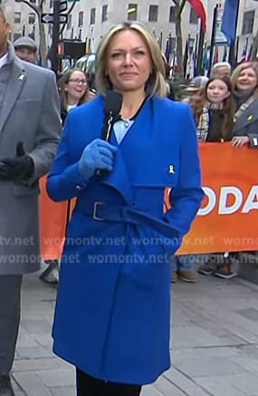 Dylan's blue wrap coat on Today