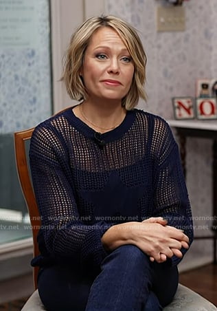 Dylan's navy star open knit sweater on Today