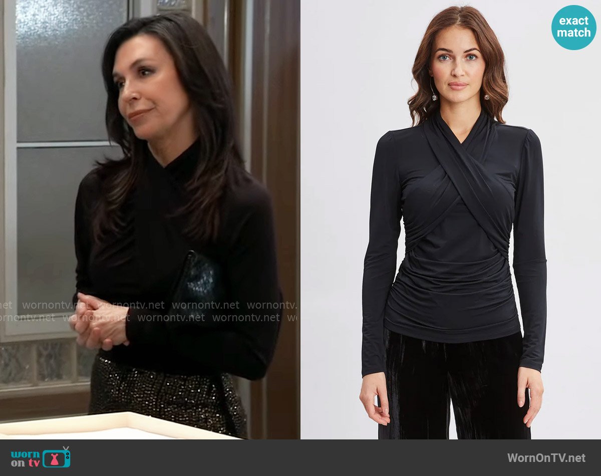 Elie Tahari Crossover Ruched Knit Top worn by Anna Devane (Finola Hughes) on General Hospital