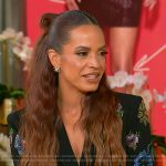 Elle Duncan’s black floral embellished blazer dress on Tamron Hall Show
