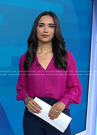 Emilie's pink v-neck blouse on Today