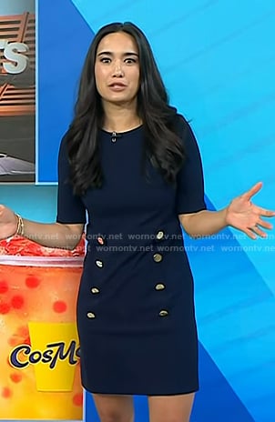 Emilie's navy button detail dress on Today