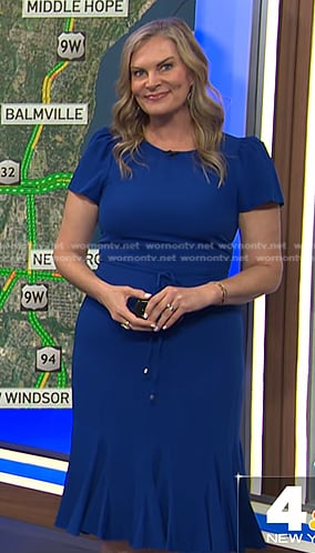 Emily’s blue ruffle hem midi dress on Today