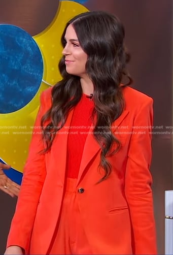 Erica Wark's orange blazer and wide-leg pants on Good Morning America