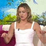 Erika Henningsen’s white cropped jacquard top and skirt on Today