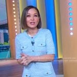 Eva’s blue short sleeve knit dress on Good Morning America