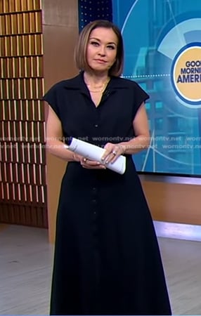 Eva's navy short sleeve shirtdress on Good Morning America