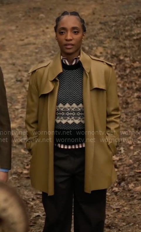 Faith’s leather trench coat on Will Trent
