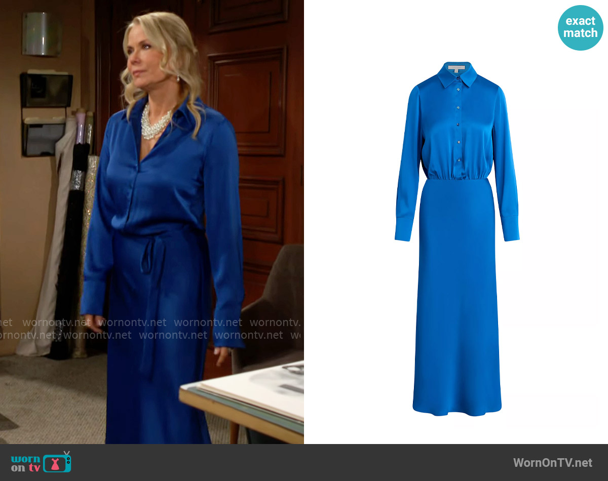 Favorite Daughter Take Me Seriously Long-Sleeve Maxi Dress in Sapphire worn by Brooke Logan (Katherine Kelly Lang) on The Bold and the Beautiful