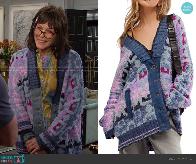 Free People Bluebell Cardi worn by Susan Banks (Stacy Haiduk) on Days of our Lives