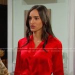 Gabi’s red satin shirt on Days of our Lives