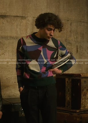 Gabin's abstract print sweater on Etoile