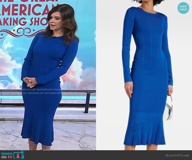 Galvan Atalanta Midi Dress in Blue worn by Casey Wilson on Today
