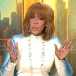 Gayle King’s white and blue dress on CBS Mornings