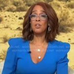 Gayle King’s blue v-neck dress on CBS Mornings