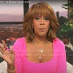 Gayle King’s pink square-neck dress on CBS Mornings
