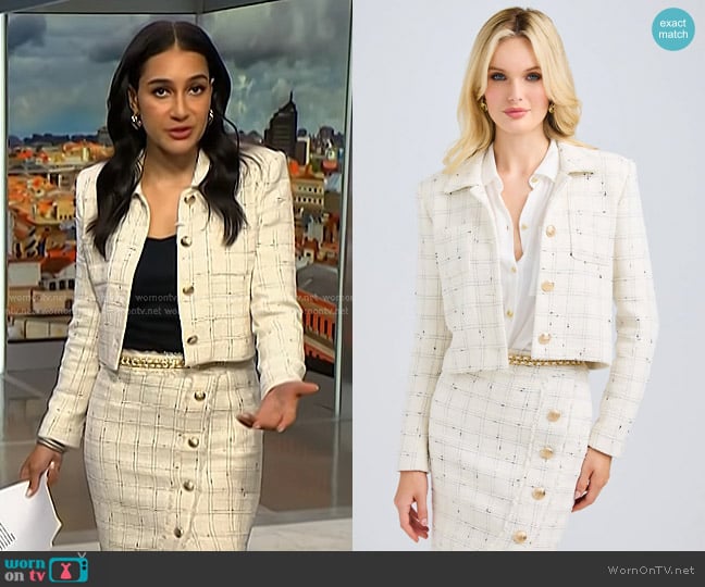 Generation Love Patricia Tweed Jacket worn by Morgan Radford on NBC News Daily