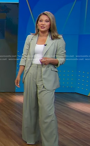 Ginger's sage green blazer and pants on Good Morning America