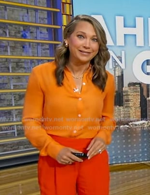 Ginger's orange button down shirt on Good Morning America