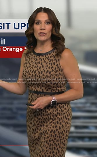 Heather's beige leopard sleeveless dress on Good Morning America